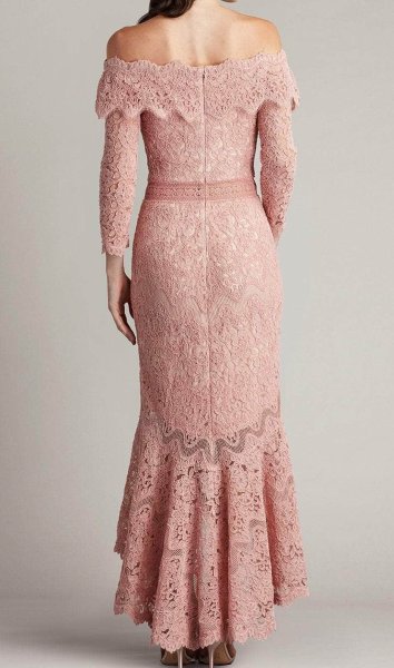 画像3: セール!Tadashi Shoji タダシショージ  Ruffled Off Shoulder Lace Gown ピンク系  10171 (3)