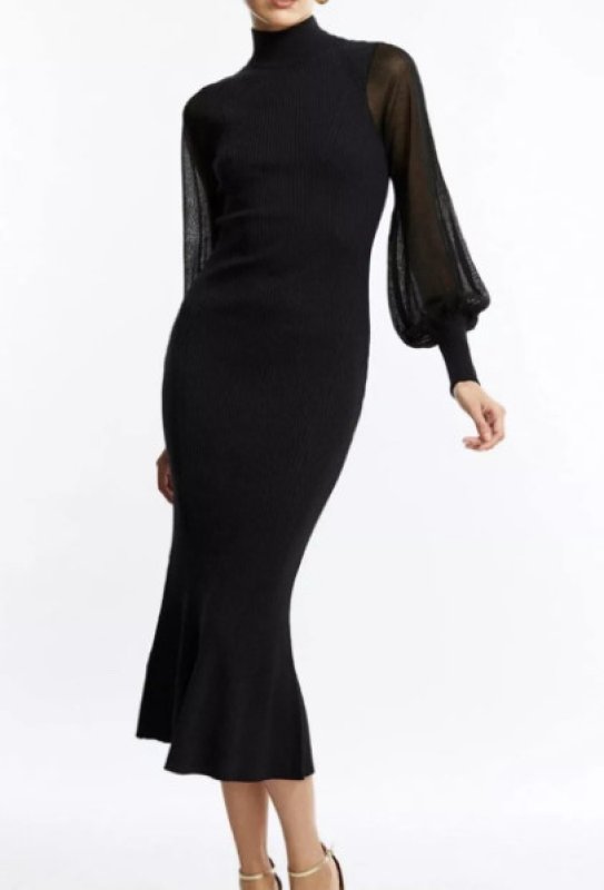 画像1: 即発！BCBGMAXAZRIA    Florence Balloon Sleeve Dress  10201 (1)