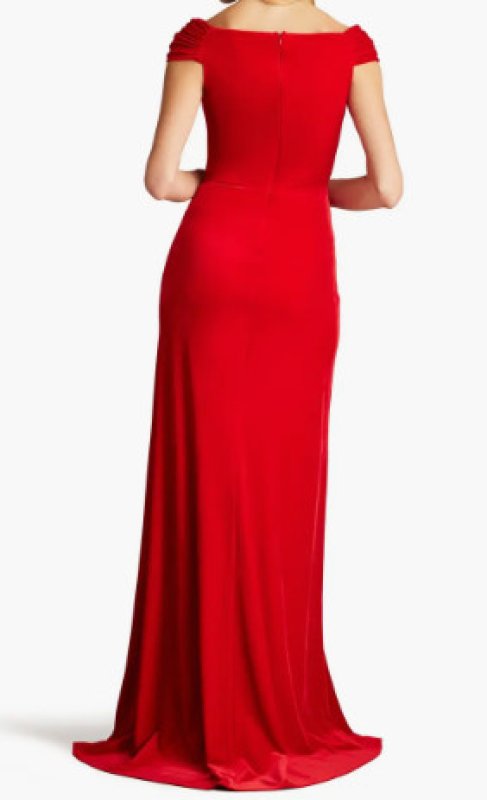 画像2: Tadashi Shoji タダシショージ   Cidra ベルベットドレープドレス レッド系  12054 (2)