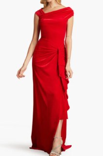 Tadashi Shoji タダシショージ Alvarez ベルベットドレープドレス