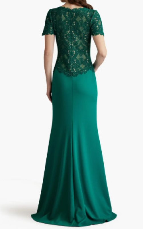画像2: Tadashi Shoji  タダシショージ   Mitra Lattice Embroidered Bodice Gown  グリーン系  11096 (2)