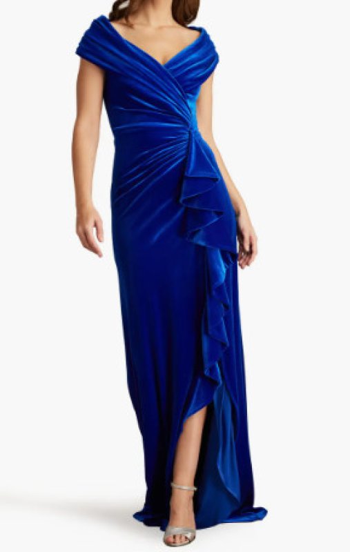 Tadashi Shoji タダシショージ Alvarez ベルベットドレープドレス