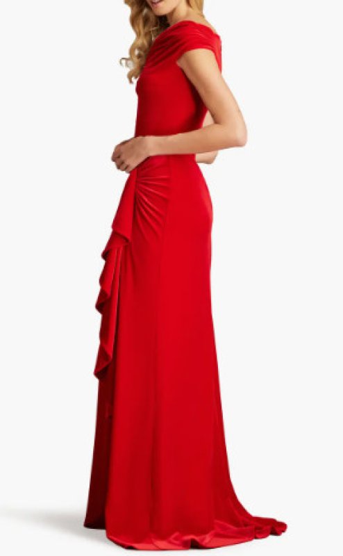 画像3: Tadashi Shoji タダシショージ   Cidra ベルベットドレープドレス レッド系  12054 (3)