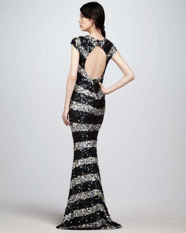 画像2: Alice + Olivia アリスアンドオリビア　Sequin-Stripe Gown  10261 (2)
