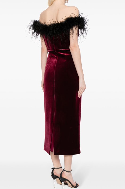 画像2: セール！Rebecca Vallance レベッカヴァランス  Vanessa feather-trimmed midi dress  11101 (2)