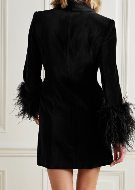 画像2: セール！【Kaylee Hartung愛用】Alice + Olivia アリスアンドオリビア　 Latoya フェザートリムベルベットドレス  05034 (2)