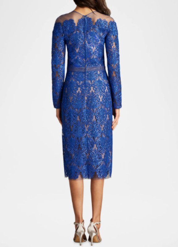 画像2: Tadashi Shoji タダシショージ  Camie  スパンコール刺繡オフショルダードレス　ブルー系  12141 (2)