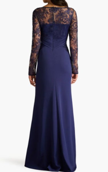 画像2: セール!Tadashi Shoji  タダシショージ RAVINA EMBROIDERED ILLUSION GOWN ネイビー系  03073 (2)