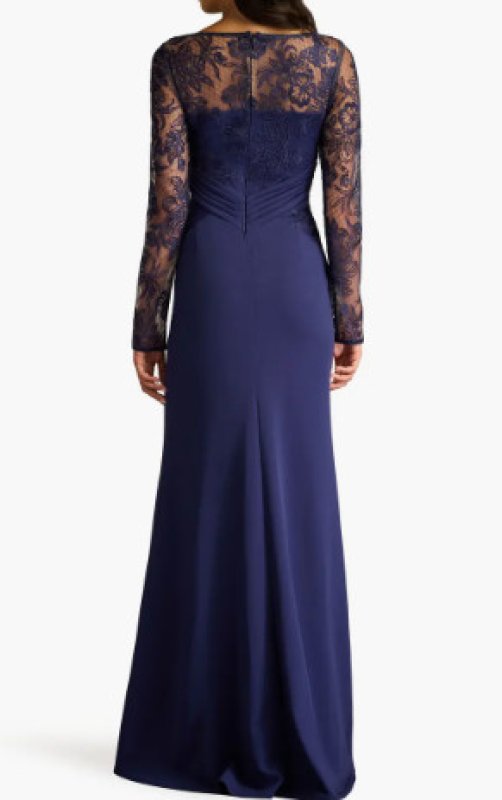 画像2: セール！Tadashi Shoji  タダシショージ　RAVINA EMBROIDERED ILLUSION GOWN　ネイビー系  03073 (2)