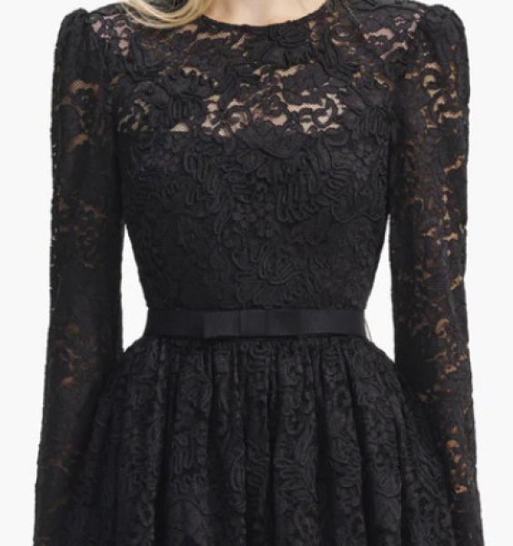 画像3: Self Portrait セルフポートレート Black Cord Lace Long Sleeve Midi Dress (3)