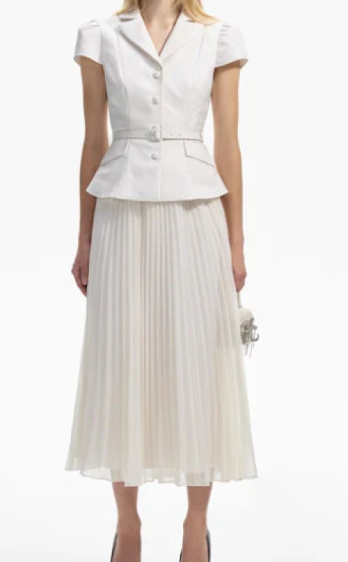 画像1: セール！【オリビアカルポ愛用】Self Portrait　セルフポートレート  White Textured Midi Dress  02133 (1)