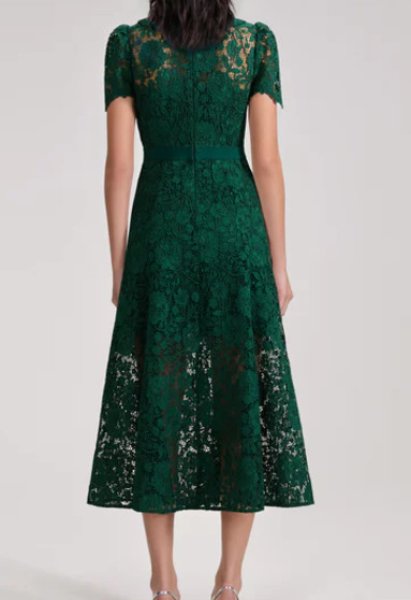 画像2: Self Portrait セルフポートレート GREEN CORD LACE MIDI DRESS  01261 (2)