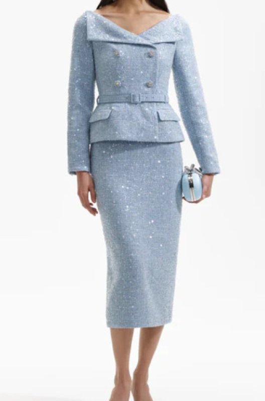 画像1: Self Portrait　セルフポートレート  Blue Sequin Boucle Midi Dress  03064 (1)