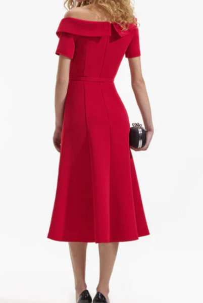 画像2: Self Portrait セルフポートレート  Red Tailored Crepe Midi Dress (2)