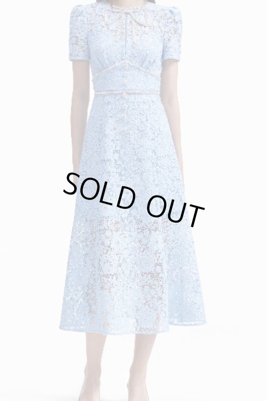 画像1: Self Portrait　セルフポートレート　Blue Cord Lace Bow Midi Dress (1)