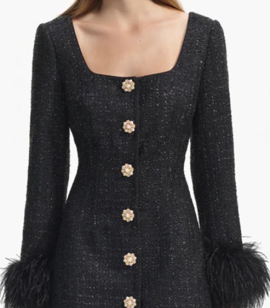 画像3: 【スカーレット・ヨハンソン愛用】Self Portrait セルフポートレート  Black Sequin Boucle Feather Mini Dress  11262 (3)