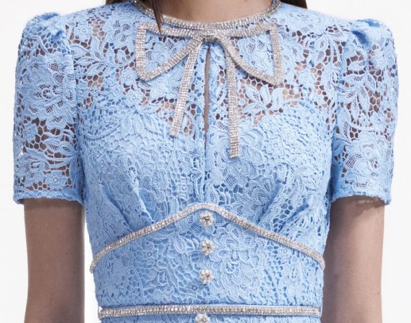 画像3: Self Portrait セルフポートレート Blue Cord Lace Bow Midi Dress (3)