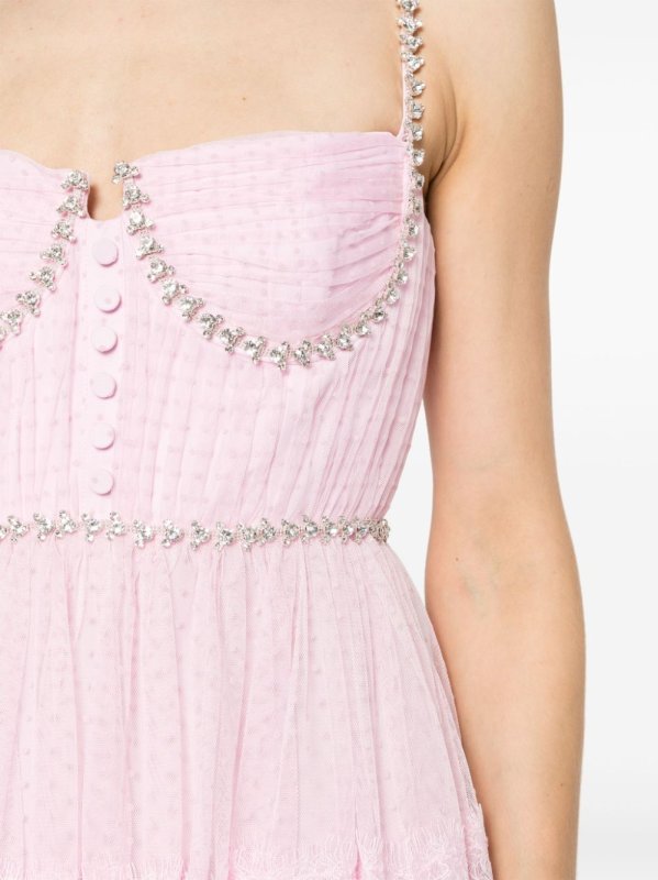 画像3: 【BLACKPINK ジス着用】 Self Portrait セルフポートレート Pink Dot Mesh Tier Midi Dress  12133 (3)