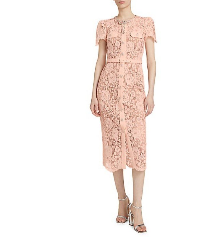 画像5: 【パリスヒルトン愛用】Self Portrait　セルフポートレート　Pink Lace Diamante Bow Midi Dress  02207 (5)