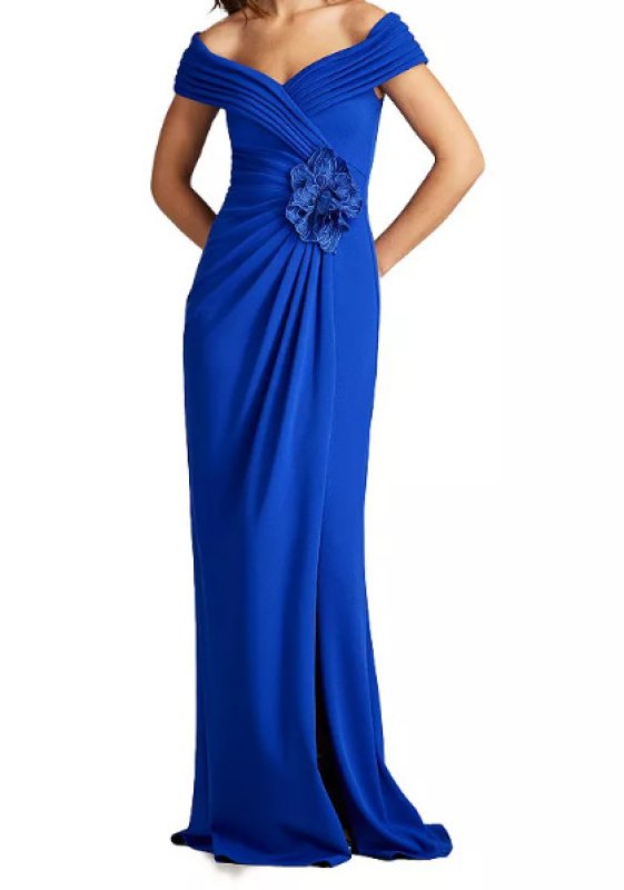 画像1: Tadashi Shoji タダシショージ  Penn Pleated Drape Gown 　ブルー  12191 (1)