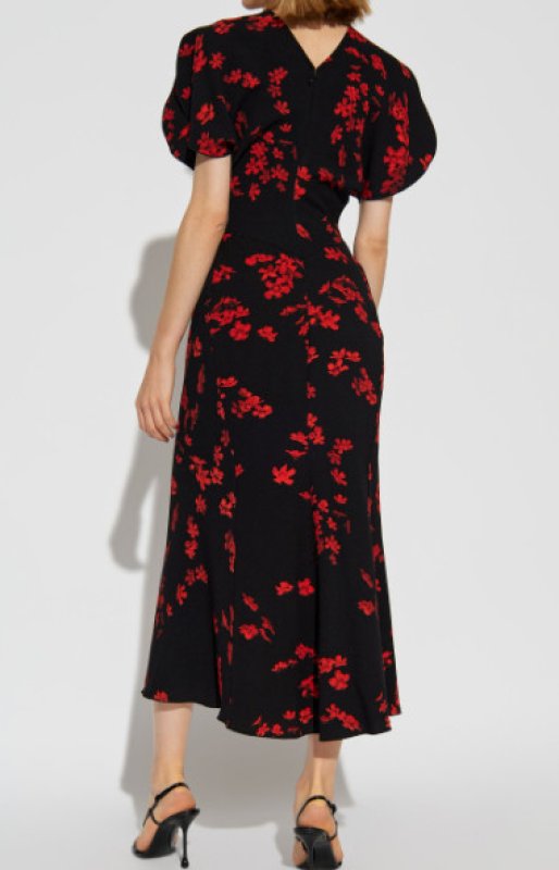 画像3: 再販売！【矢田亜希子さん、工藤静香さん着用】VICTORIA BECKHAM  ヴィクトリアベッカム　Floral Gathered Waist Midi-Dress  12091 (3)