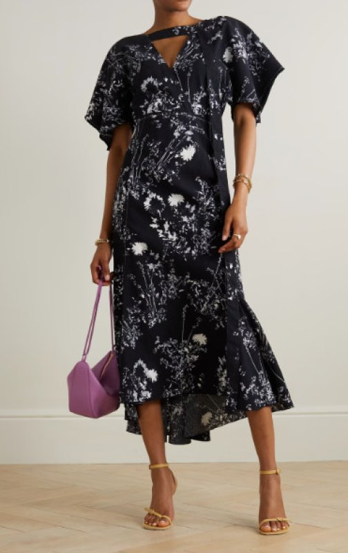 画像1: セール！【白石麻衣さん着用】VICTORIA BECKHAM  ヴィクトリアベッカム　Floral cady midi dress  12101 (1)