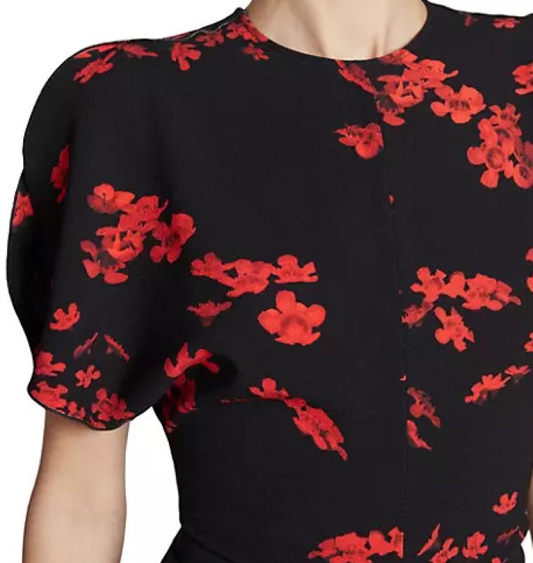 画像4: 再販売！【矢田亜希子さん、工藤静香さん着用】VICTORIA BECKHAM  ヴィクトリアベッカム　Floral Gathered Waist Midi-Dress  12091 (4)