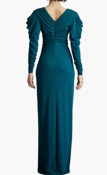 画像2: Tadashi Shoji タダシショージ  Finch Waterfall Drape Gown グリーン (2)