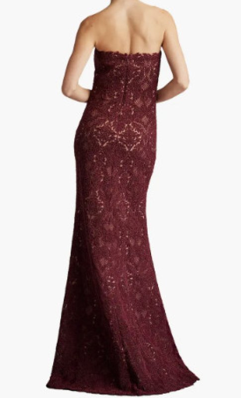 画像2: Tadashi Shoji タダシショージ    Kohli Strapless Lattice Embroidered Gownパープル系 (2)