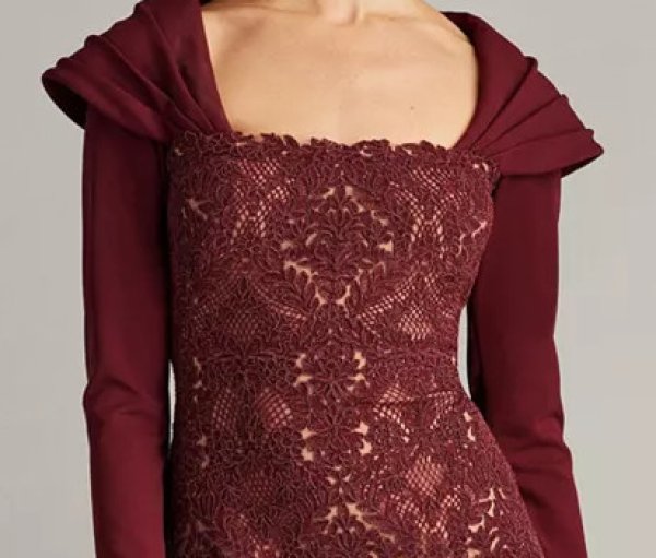画像3: Tadashi Shoji タダシショージ    Ambar Embroidered Portrait Collar Gown パープル系 (3)