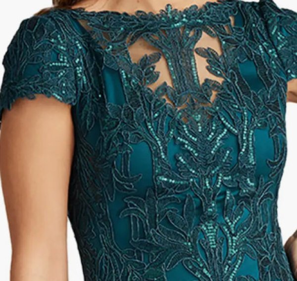 画像3: Tadashi Shoji タダシショージ  Garwood Sequin Embroidered Gown グリーン (3)