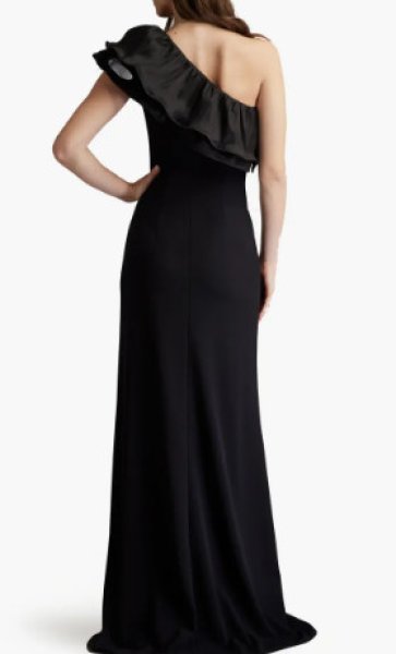 画像2: Tadashi Shoji タダシショージ  Roni ワンショルダーラッフル Gown ブラック (2)