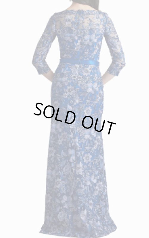 画像2:  Tadashi Shoji  タダシショージ　Fulcher Embroidered Illusion Gown　ブルー (2)