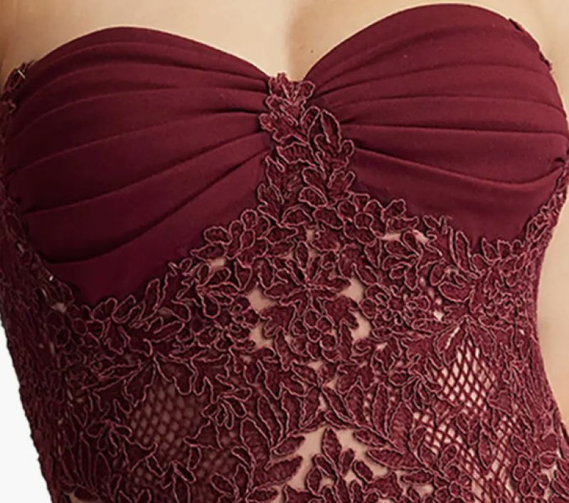 画像3: Tadashi Shoji タダシショージ    Kohli Strapless Lattice Embroidered Gownパープル系 (3)