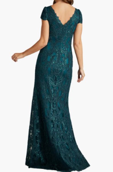画像2: Tadashi Shoji タダシショージ  Garwood Sequin Embroidered Gown グリーン (2)
