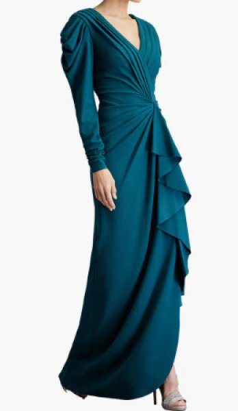 画像3: Tadashi Shoji タダシショージ  Finch Waterfall Drape Gown グリーン (3)