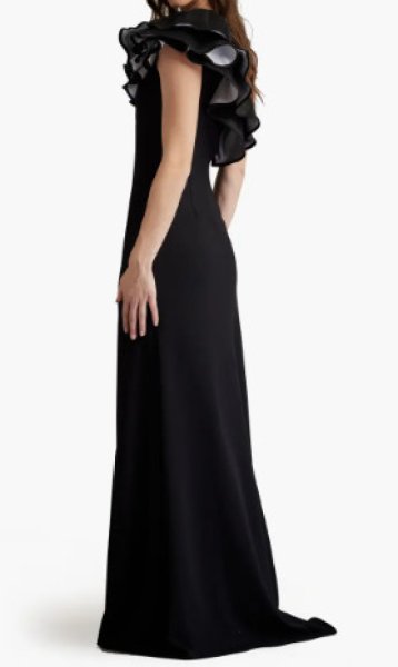 画像3: Tadashi Shoji タダシショージ  Roni ワンショルダーラッフル Gown ブラック (3)