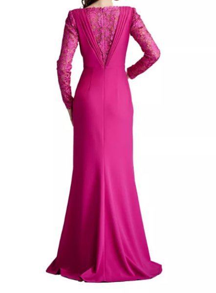 画像2:  Tadashi Shoji  タダシショージ Sedona Crepe Overlay Embroidered Gown ピンク (2)