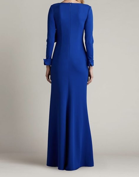 画像2: Tadashi Shoji タダシショージ   WELDON DRAPED HALF BOW GOWN ブルー (2)