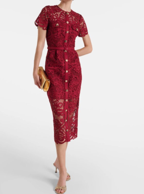 画像1: Self Portrait　セルフポートレート　Lace midi dress レッド系  02091 (1)