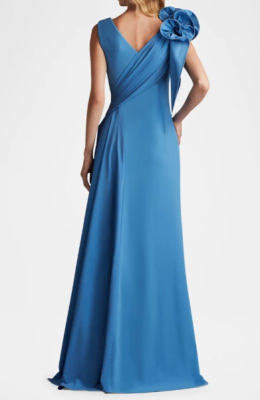 画像2: セール！Tadashi Shoji タダシショージ   BARLOWE Crepe Gown  ブルー系  12193 (2)