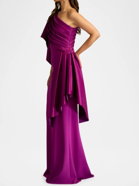 画像3:  Tadashi Shoji  タダシショージ Santa Fe Draped Flounce Gown パープル系  13356 (3)