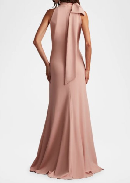 画像2: Tadashi Shoji  タダシショージ    SIMS SHOULDER BOW HALTER GOWN ピンク  01113 (2)
