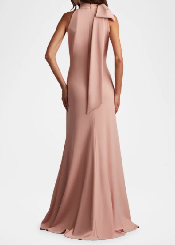 画像2: Tadashi Shoji  タダシショージ   　SIMS SHOULDER BOW HALTER GOWN　ピンク  01113 (2)