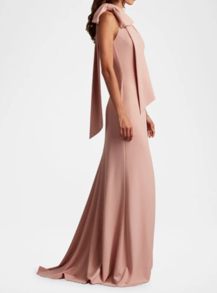 画像3: Tadashi Shoji  タダシショージ    SIMS SHOULDER BOW HALTER GOWN ピンク  01113 (3)
