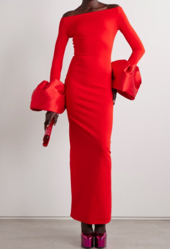 画像1: Solace London ソレイスロンドン  Talia off-the-shoulder gown レッド  08224 (1)