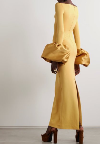 画像2: Solace London ソレイスロンドン  Talia off-the-shoulder gown イエロー  01131 (2)