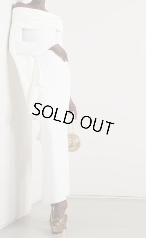 画像1: Solace London ソレイスロンドン  Arden draped off-the-shoulder maxi dress クリーム  01091 (1)