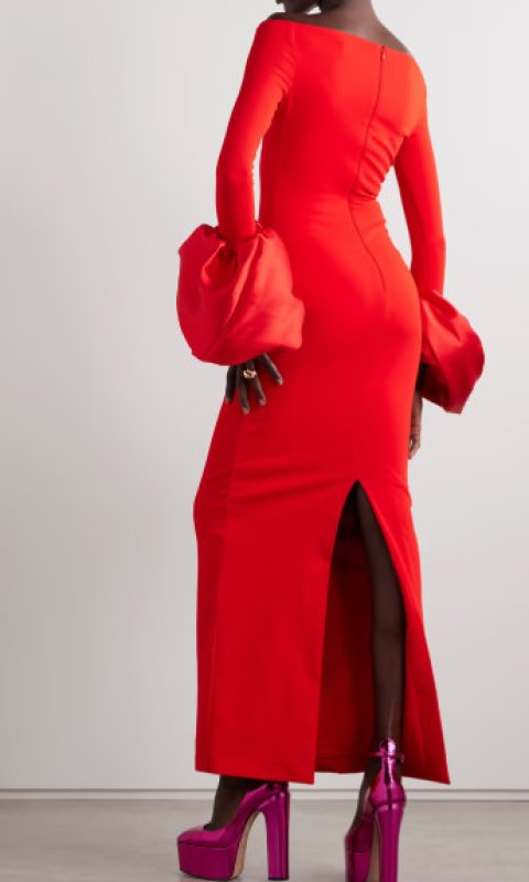 画像2: Solace London ソレイスロンドン  Talia off-the-shoulder gown レッド  08224 (2)