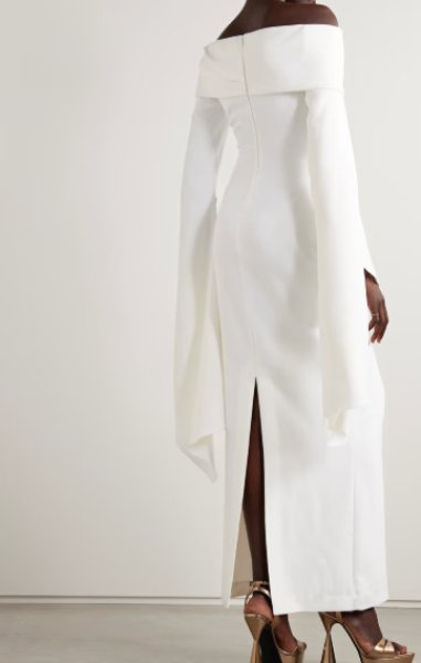 画像2: Solace London ソレイスロンドン  Arden draped off-the-shoulder maxi dress クリーム  01091 (2)
